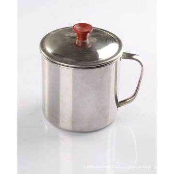 Classic Steel Taza de acero inoxidable de 9 cm con tapa